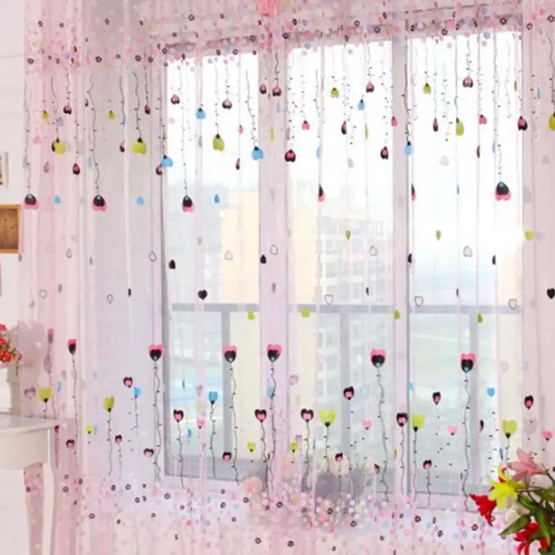 Hot Blue Pink Curtain Window Curtains Screen Balloon Pattern Home Decor