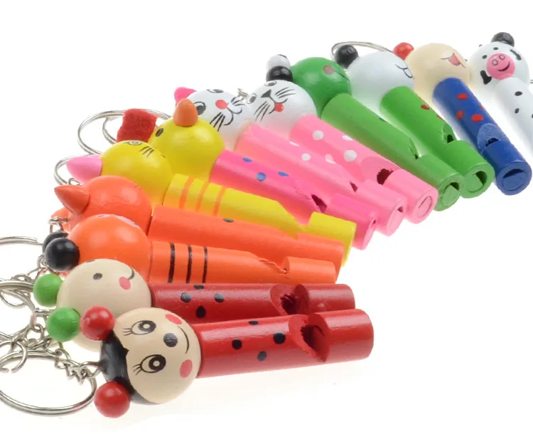 

1pcs Small Animal Wooden Whistle Key Pendant