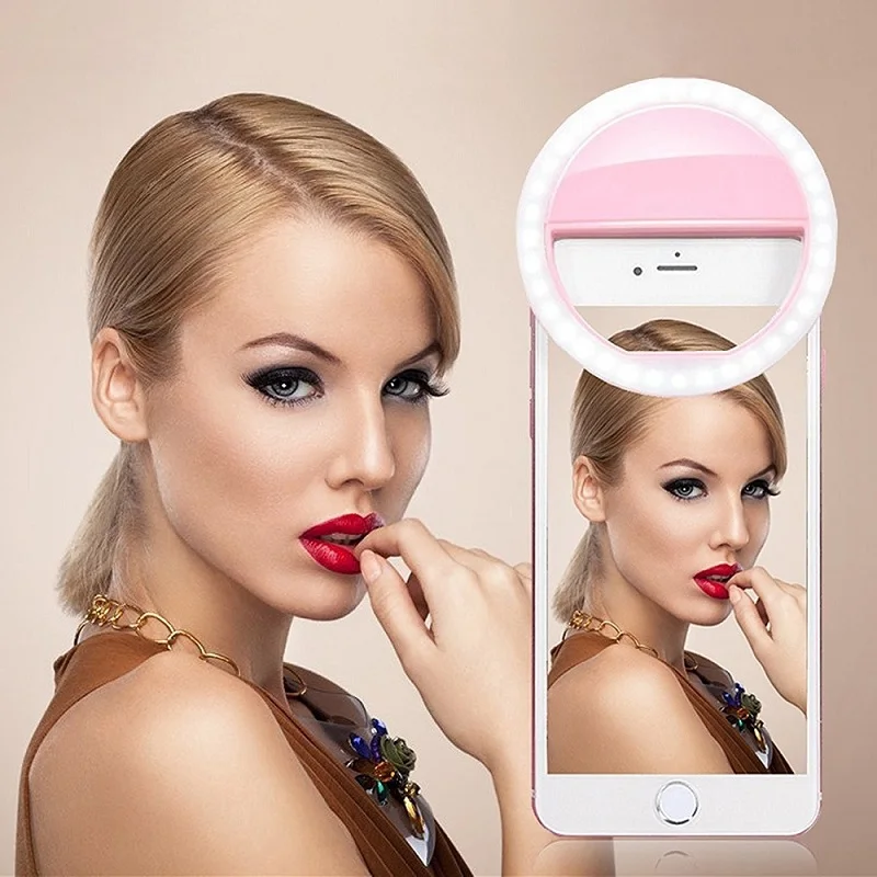 

Portable Beauty Soft LED Selfie Ring Fill Light Night Lamp Phone Holder Enhancing For iPhone Darkness celebrity Girls Camera