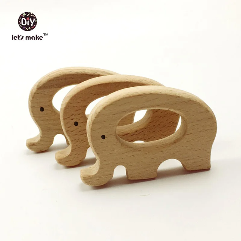 Давайте сделаем из бука деревянные детские Прорезыватели слон игрушка 40 шт. животное детский грызунок безопасная детская игрушка-прорезыватель для зубов для нового детского душа