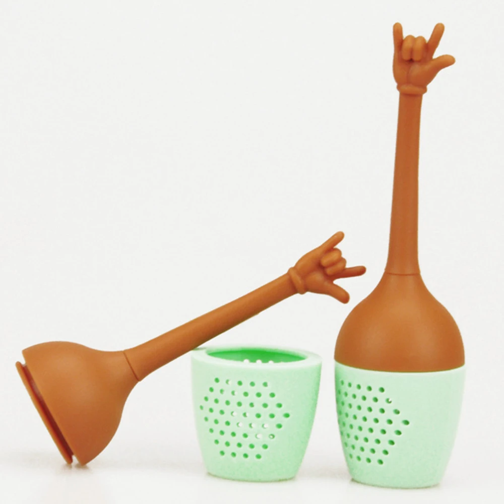 

Funny Hand Gestures Tea Infuser Black Tea Strainer FDA Grade Silicone Loose Leaf Herbal Spice Holder Tea Brewing Tools