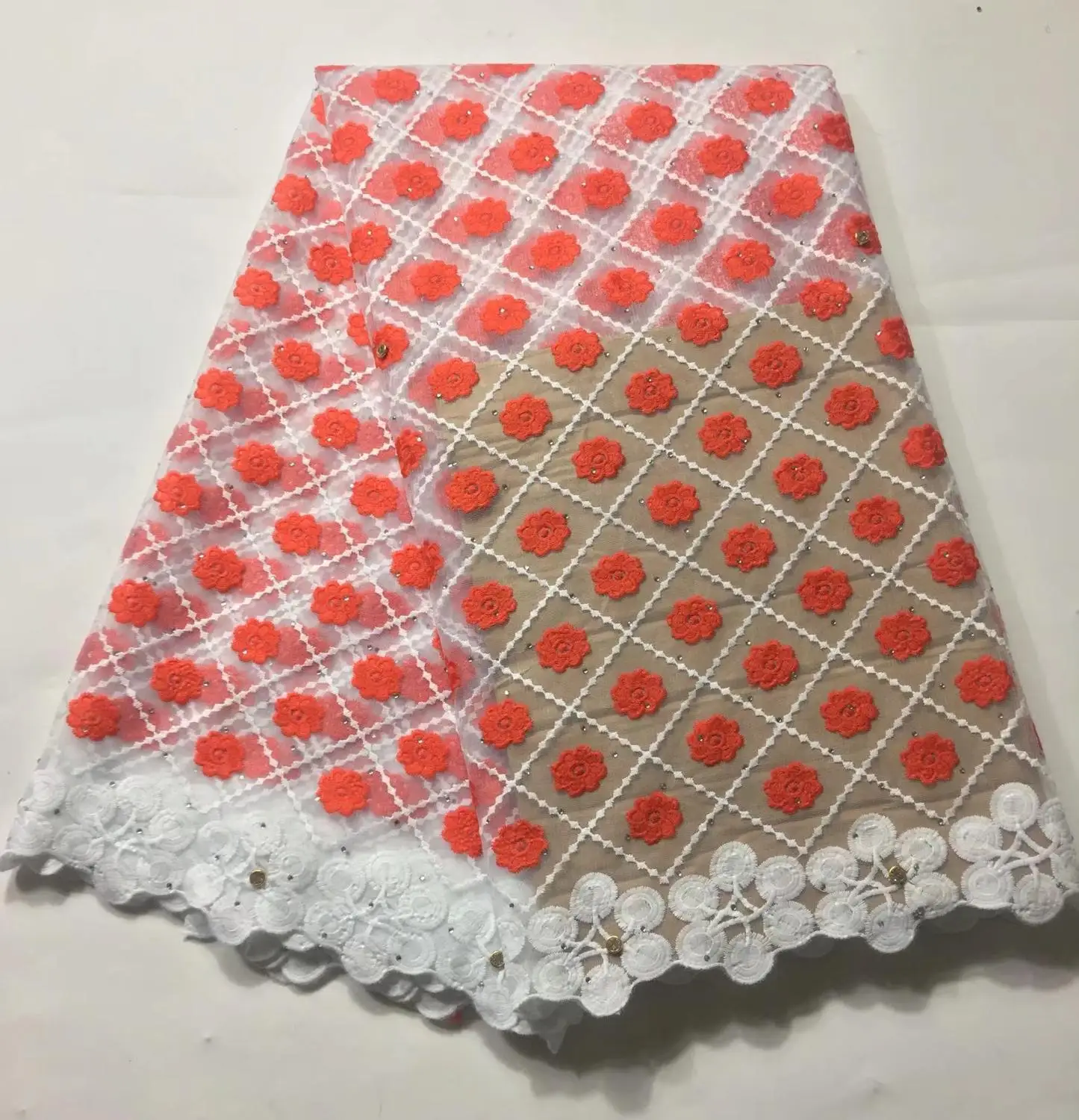 

Latest Style Nigerian Lace 2019 African Lace Fabric With Stones High Quality Embroidered Lace Fabric For Women Dress(JY-5-19