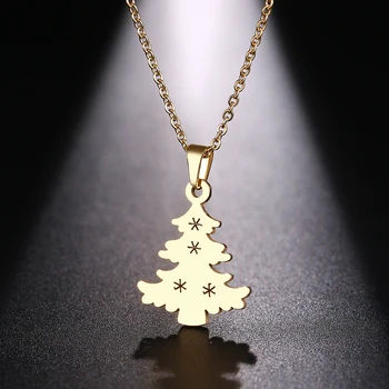 

DOTIFI Stainless Steel Necklace For Women Man Christmas Tree Gold And Silver Color Pendant Necklace Engagement Jewelry