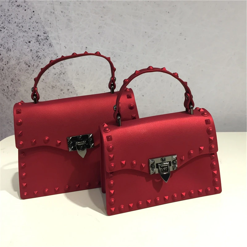 

Luxury Women Handbag Rivet Jelly Bag Women Shoulder Messenger Bag Party Matte Designer Leather Bag Vitage Small Square Bag
