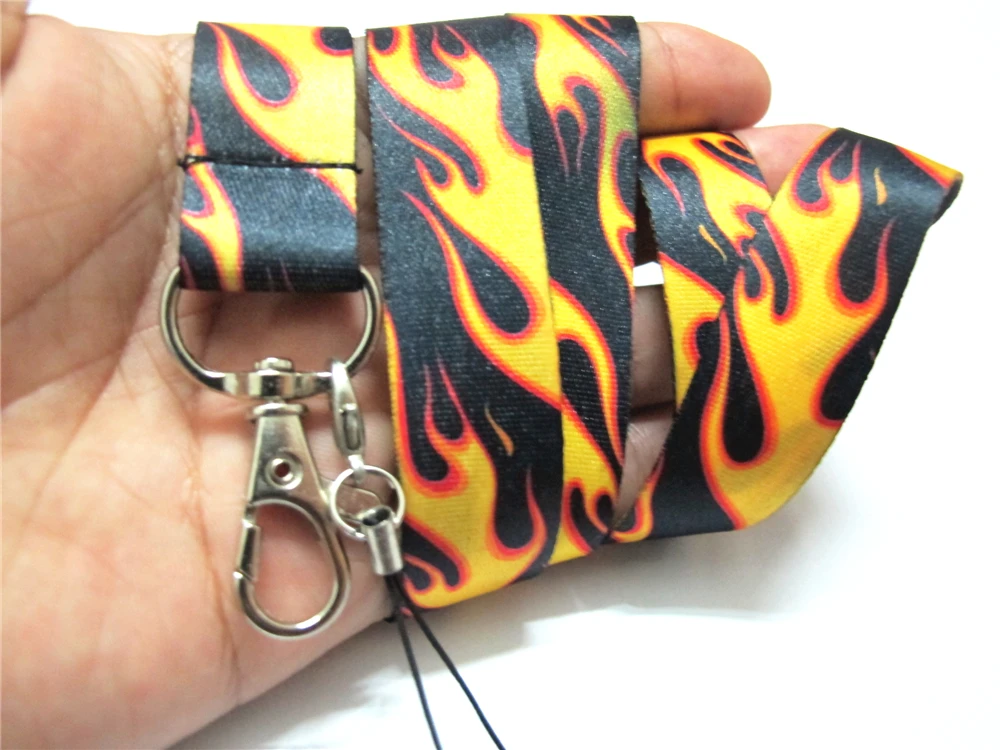 Пламя ремень шнурок для ключей бейдж ID Держатели огонь мобильный брелок для телефона ремешок