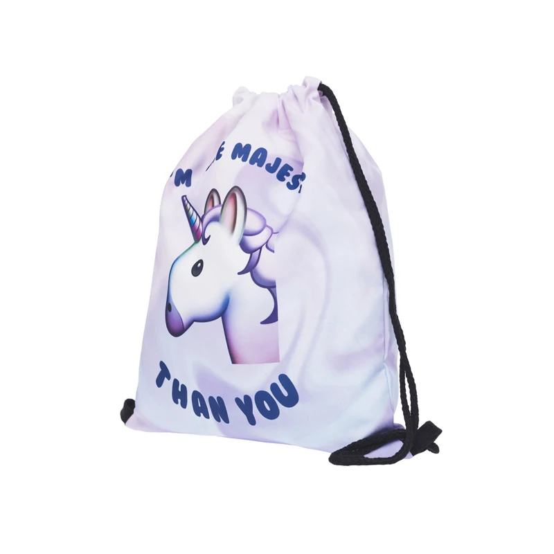 Милый Единорог 3D печать для женщин Harajuku новые сумки женские сумки на шнурке рюкзак ранец для путешествий