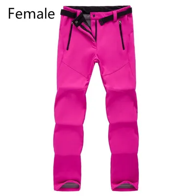 Уличные мужские и женские флисовые мягкие брюки в виде ракушки осенние и зимние утепленные и теплые непромокаемые лыжные брюки для альпинизма - Цвет: one