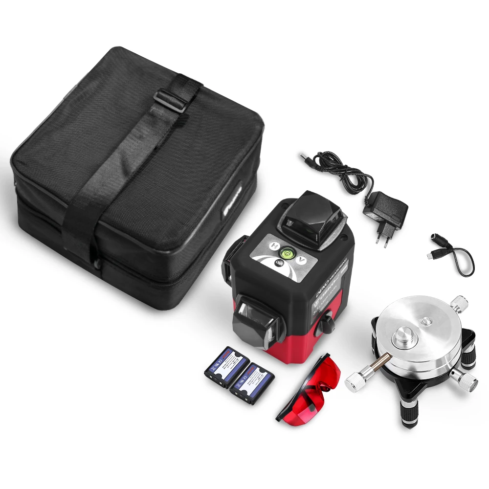 DEKO LL12 Series 12 Lines 3D Laser Level Self-Leveling 360 Degrees Horizontal Vertical Cross Powerful Red/Green Laser Beam Line