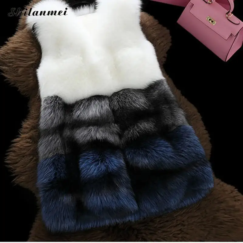 Faux Fur Winter Warm Women Vest 2018 Thicken Soft Fur Female Jacket And Coat Plus Size 3xl Fashion Patchwork Elegant Waistcoat