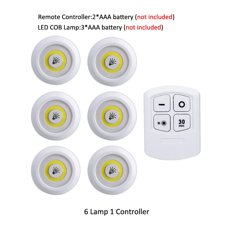 Сенсорная Светодиодная лампа с датчиком света синхронизации ночник COB диммируемая лампа пульт дистанционного управления аккумуляторные лампы для шкафов лестницы - Испускаемый цвет: 6 lamp 1 controller
