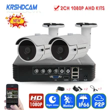 KRSHDCAM 4CH CCTV System 1080P AHD 1080N CCTV DVR 2PCS 3000TVL Waterproof Outdoor Security Camera Home Video Surveillance XMEYE