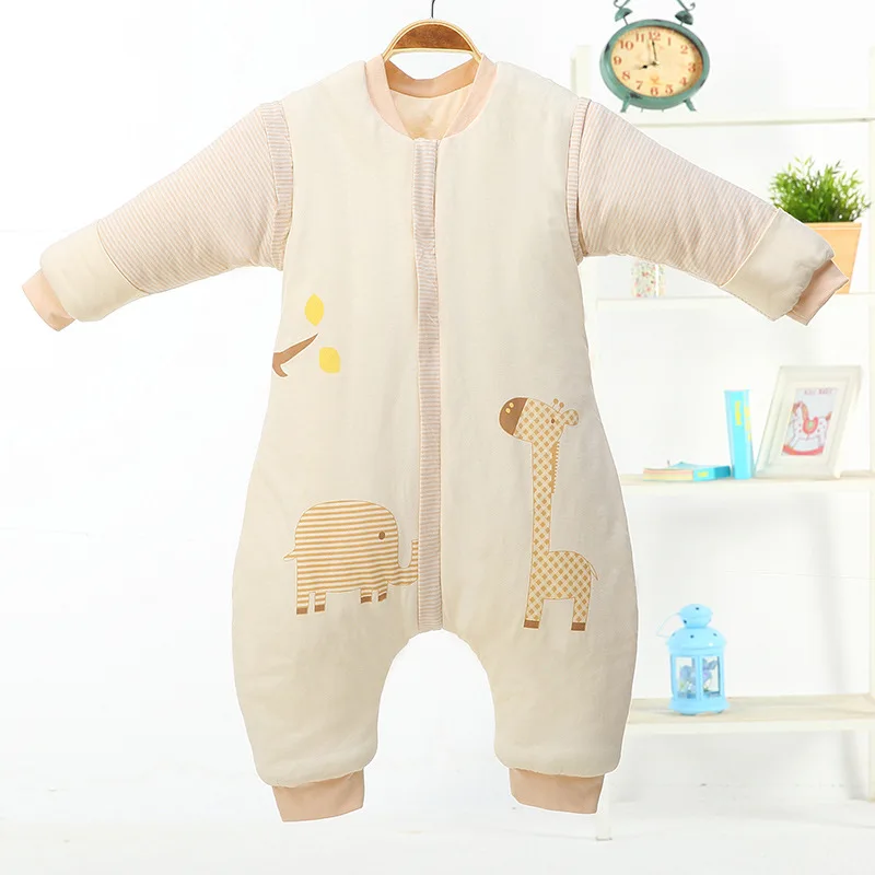 

Colored Cotton Combed Cotton Split Leg Sleeping Bag Cartoon Baby Sleeping Bag Autumn and Winter Thick Sleeping Bag for Newborns