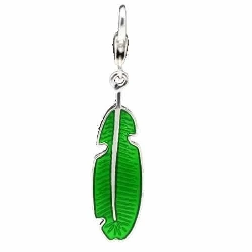 Clip on Feather Charm Pendant for European Jewelry w/ Lobster Clasp (3)