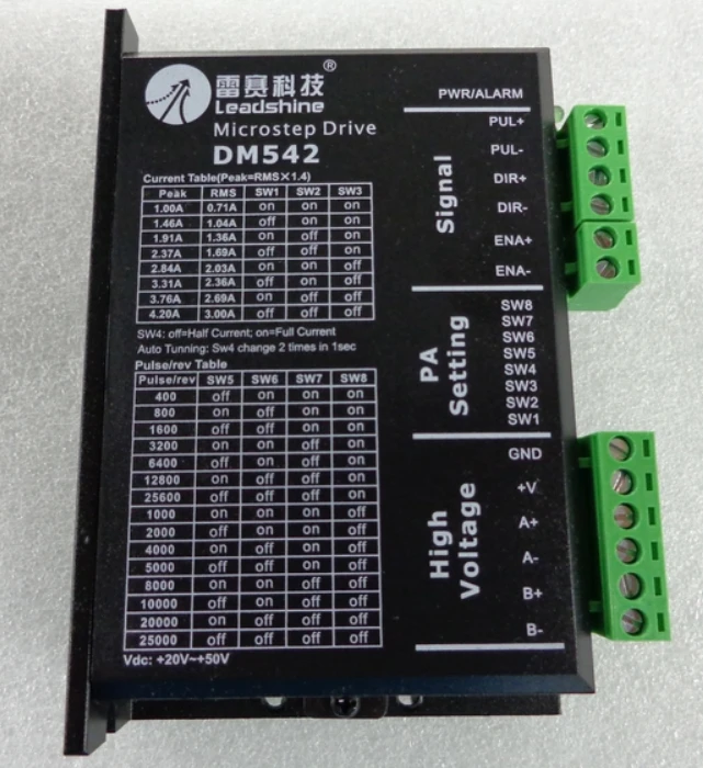 Контроллер шагового двигателя DM542 Leadshine 2-фазный цифровой драйвер макс. 18-48 В