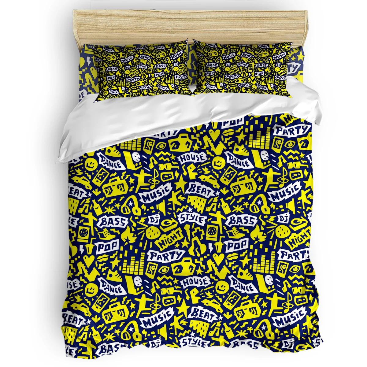 

Rock Style Beat Pop Music Night Bedding Sets Duvet Set Covers 4 Piece Bedding Sets Quilt Cover Bedding Duvet Cover Sets All