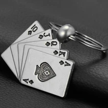1 stück Keychain Mode Poker Keychain für männer Männlichen Persönlichkeit Metall Schlüssel Kette Schlüssel Ring Lustige Geschenk Auto Keychain(China)