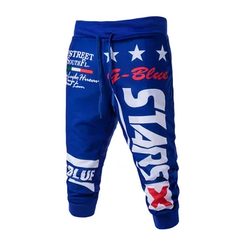 

Fashion New Men's Pants Drawstring Elastic Waist Printing Loose Cotton Blend Sports Casual Sport Pants c0322