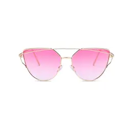 Тенденции моды металлические солнцезащитные очки кошачий глаз Для женщин Открытый Повседневное солнцезащитные очки UV400 стильный twin-лучей