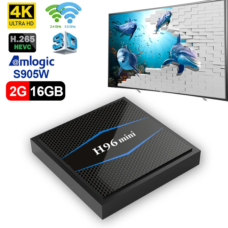 H96mini Android TV BOX 7 1 OS Smart Box 2 Гб 16 четырехъядерный процессор Amlogic S905W 4 ГГц wiFi iptv