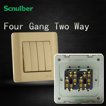 

16A 220V four 4 gang two 2 way 86mm champagne wall switch eu standard