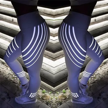 New Women Yoga Pants Fitness Sports Leggings Running Gym Stretch High Waist Breathable Glowing Trousers 4