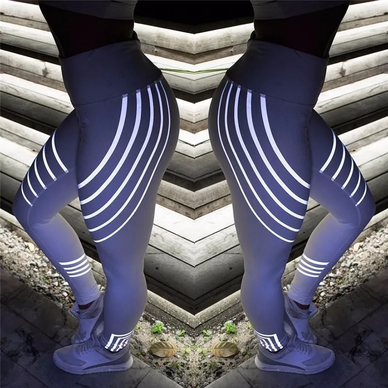 New Women Yoga Pants Fitness Sports Leggings Running Gym Stretch High Waist Breathable Glowing Trousers