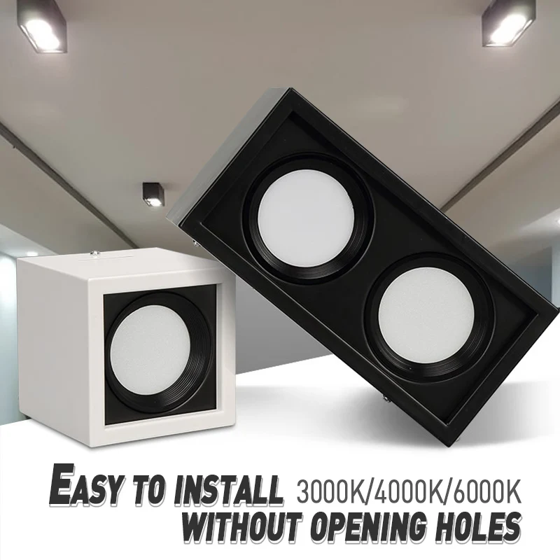 

Square COB LED dimmable Downlights 10W 15W 20W 30W Surface Mounted LED Ceiling Lamps Spot Light LED Downlights AC85V-265V
