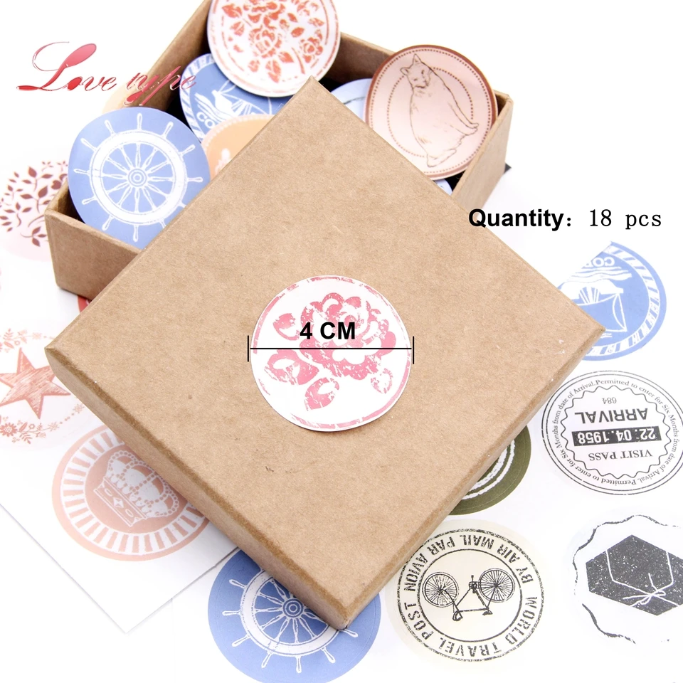6pcs/lot Creative Retro Stickers DIY Handmade Round Sealing Sticker Decor Scrapbook Letter Gift Box Bag Decoration Supplies