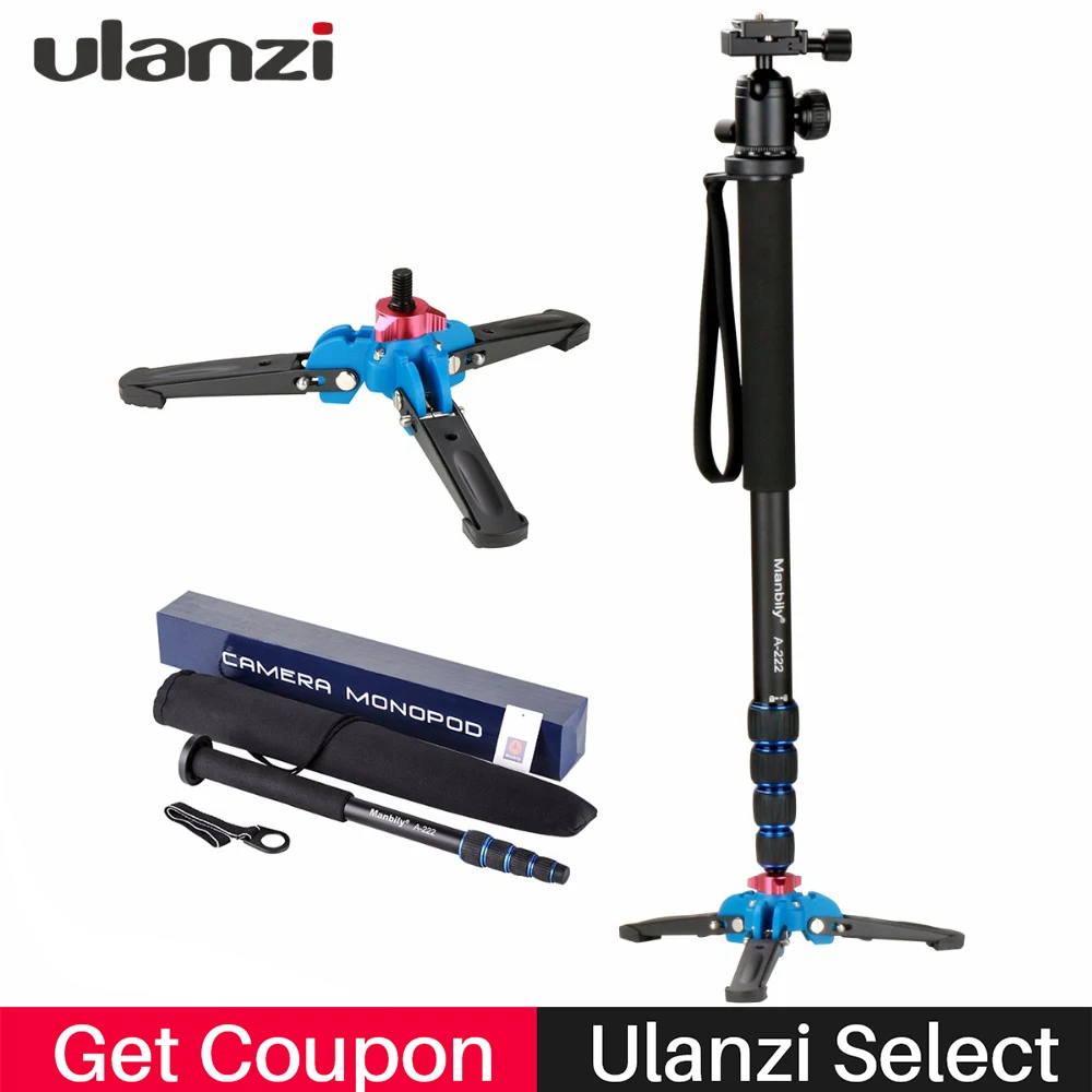 Preise Ulanzi Professionelle Aluminium Kamera Stativ 65 zoll 5 Abschnitte Manbily Video Einbeinstativ für Canon Nikon DSLR Gopro 6 Action Kamera