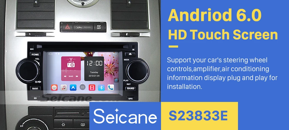 Seicane Android 6.0 HD Touchscreen Car Radio For 2002-2007 CHRYSLER 300C DVD Player GPS Navigation System Bluetooth Phone Music WIFI Support Digital TV DVR USB DAB+ OBDII Steering Wheel Control Backup Camera