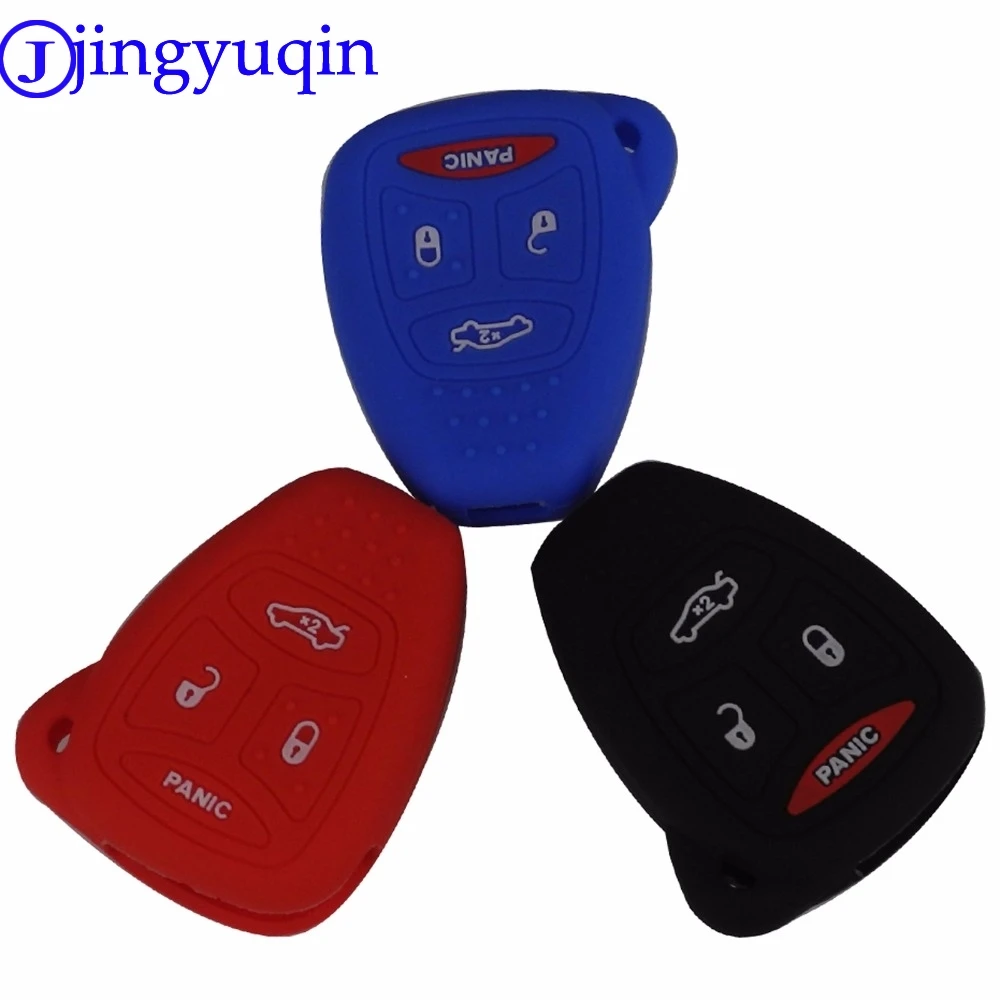 

3+1 Panic 4 Buttons Silicone Remote Car Key Cover Case For dodge chrysler jeep Dakota Durango Charger 300 Aspen Grand C