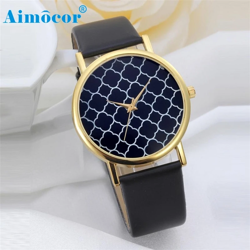 

2017 Newly Designed Geneva Fashion Geometry Pattern Leather Band Watch Men Women Wrist Watches Relogio Masculino Clock Gift 321