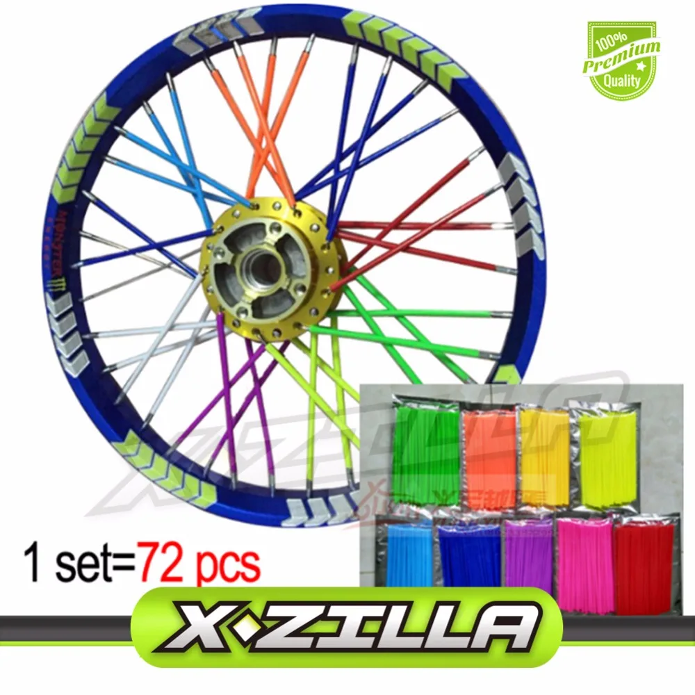 72pcs*23.5CM Mult icolor Universal Motorcycle Bike Off Road Wheel Rim Spoke Shrouds Skins Covers