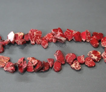 

Charming Red Imperial Sea Sediment Stone Slice Women Necklace, Top Drilled Slab Beads Accessories Jewelry for Fashion Ladies
