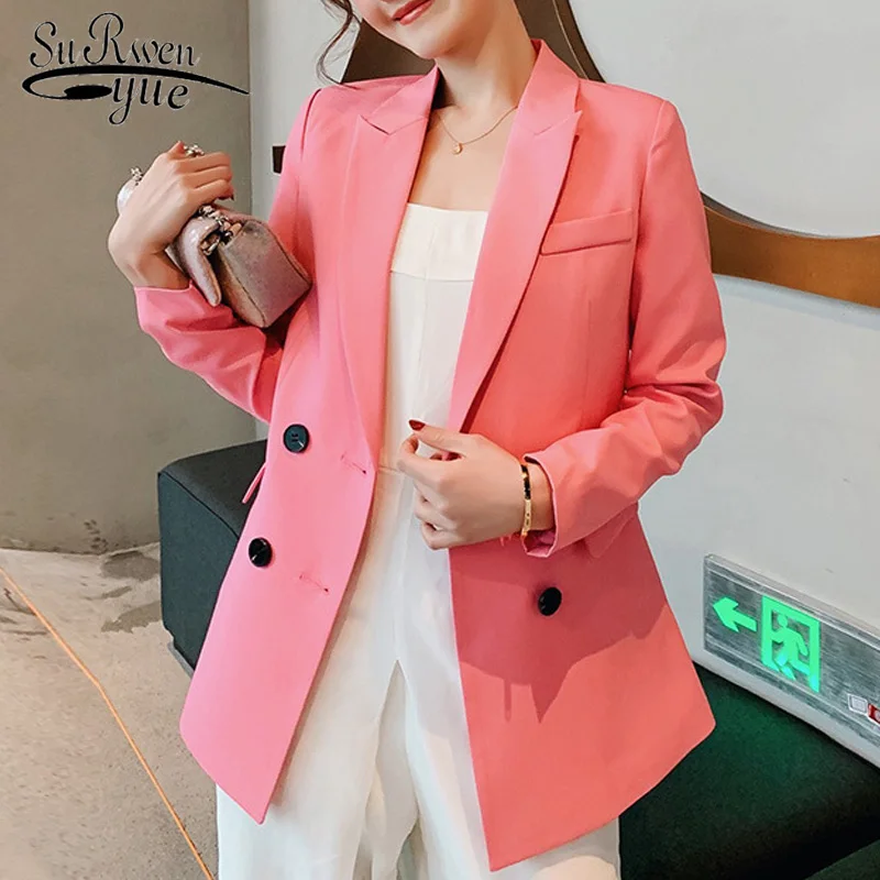 

autumn long sleeve jacket women chaquetas mujer 2019 black pink red solid slim office ladies work wear women jacket 5026 80