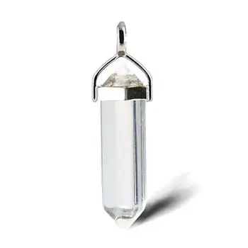 

DIY Quartz Point Pendant Charm Clear Crystal Stone Jewelry Accessories Silver Healing Reiki Chakra Jewelry Findings 2017 New