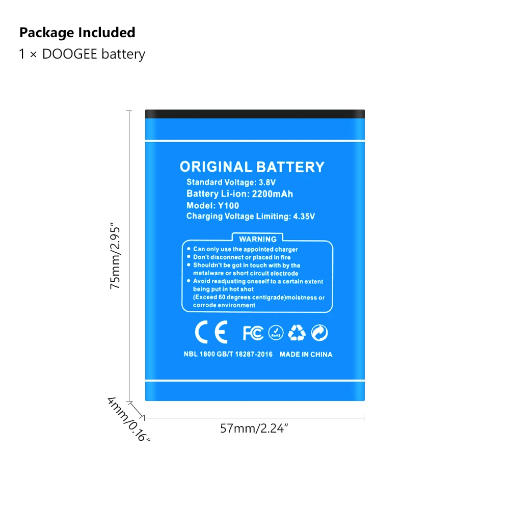 3,8 в 2200 мАч литиевая батарея перезаряжаемая литиевая батарея замена сотового телефона Для DOOGEE Y100 Y100 Pro Valencia2