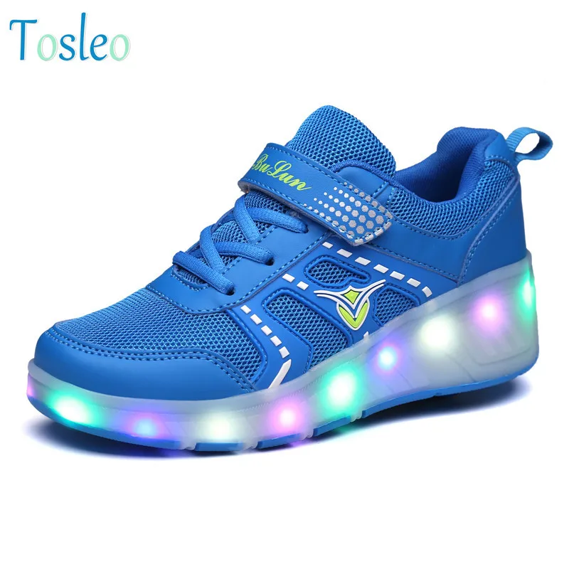 

Kids Roller Shoes Luminous Spring USB Charging Led Shoes Boys Children Sneaker With Wheels Girls Sports Skating Shoes Size 28-40