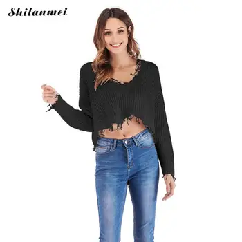 

Fashion Sweaters Women Autumn Winter Solid Basic Pullover Sweater Female Jumpers Crop Tops Tassel Sexy Sweater Casual Knitted