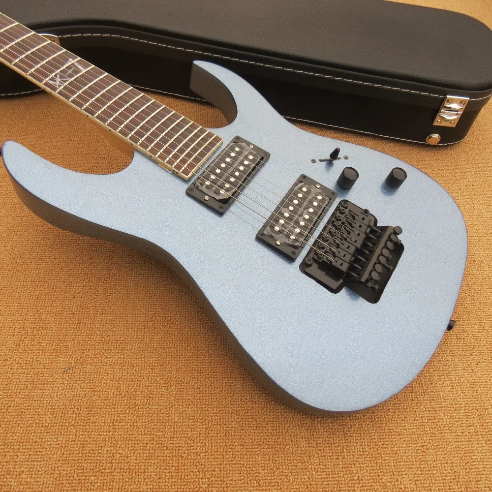 

Custom silver grey blue Guitar seven strings Black hardwares HH Pickups,customized!PayPal available!IB-21