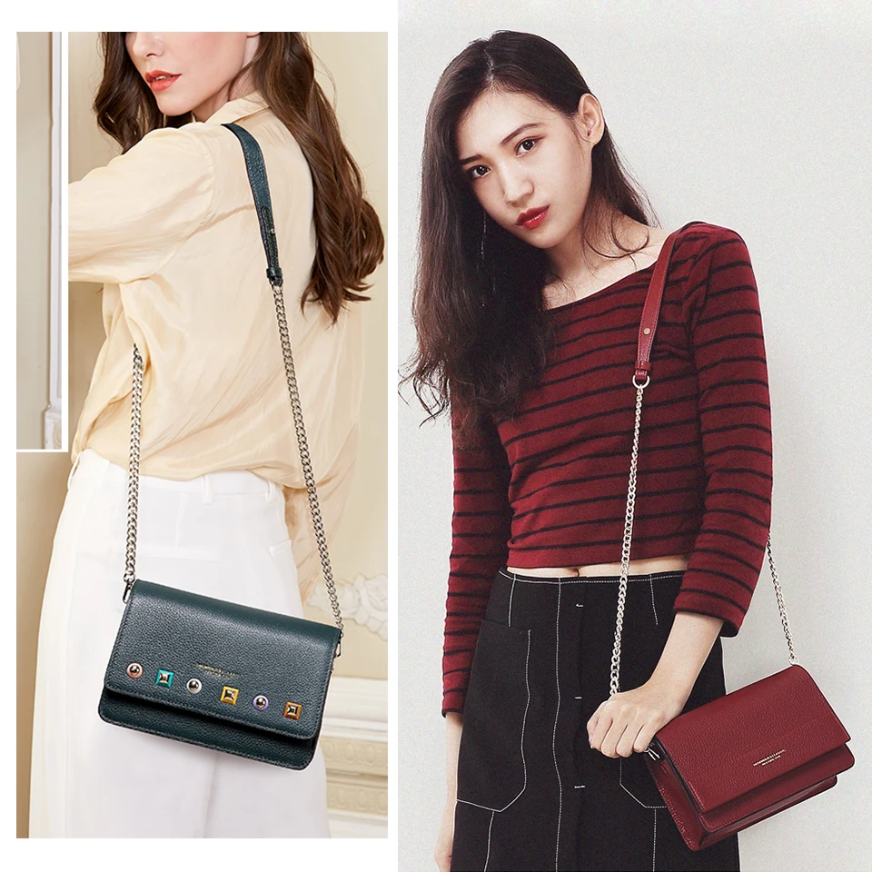 NEVEROUT Soft Genuine Leather Bag for Women Ladies Small Messenger Purse Solid Flap Shoulder Sac Chain Crossbody Mini Handbag NEVEROUT Soft Genuine Leather Bag for Women Ladies Small Messenger Purse Solid Flap Shoulder Sac Chain Crossbody Mini Handbag