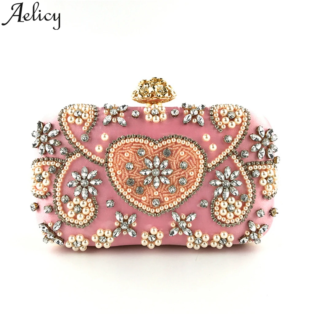 Модный женский клатч Aelicy с кристаллами и бусинами вечерняя цепочка бантом