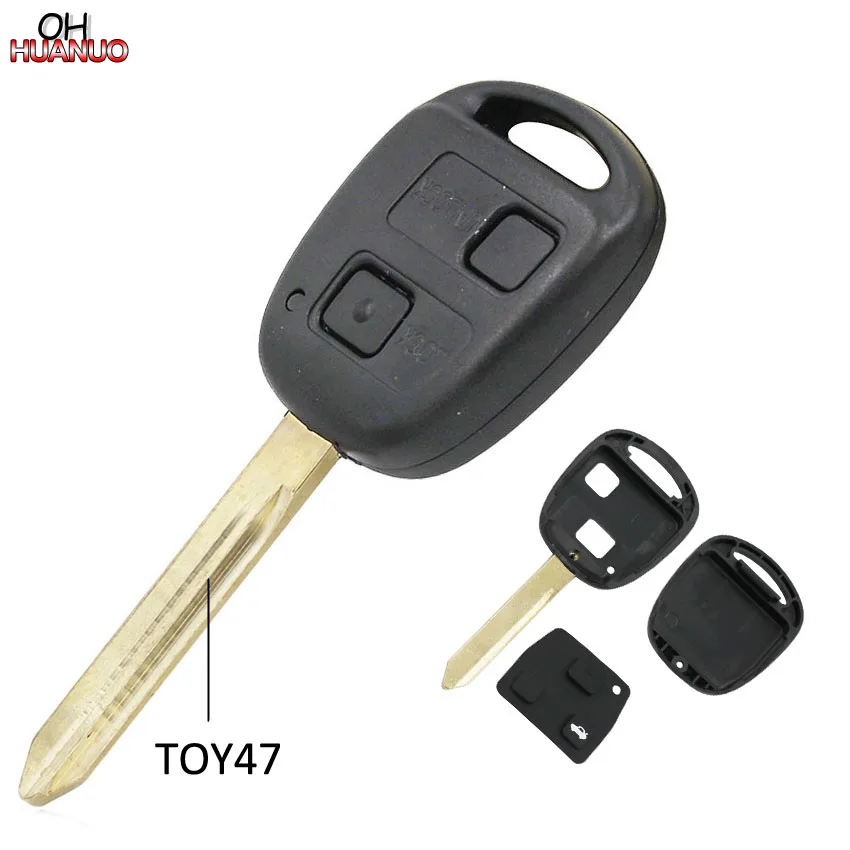 

SALE ! 2 Buttons Remote Key Shell for Toyota YARIS HIACE COROLLA AVENSIS CAMRY Key Case Fob Blade TOY47 With Rubber