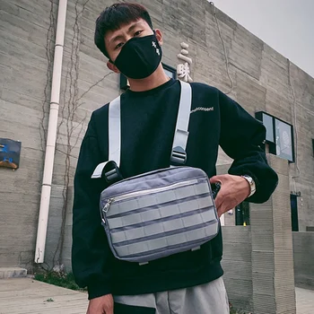 

LJL-Chest Rig Bags Adjustable Pocket Hip Hop Streetwear Functional Breast Bag Cross Shoulder Bag