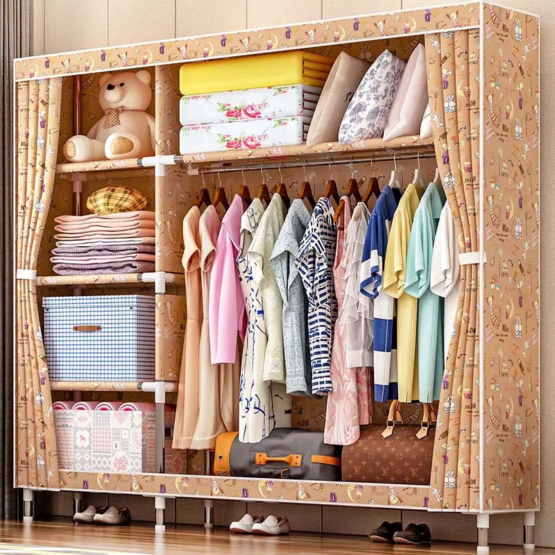 Fashion printed wardrobe 25MM steel pipe Oxford cloth wardrobe Simple and Economical type Fabric storage cabinet Home Furniture