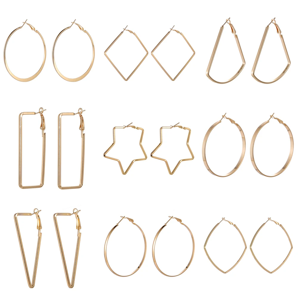 

Vanmos Simple Geometric Dangle Earring for Women Girl Statement Square Star Round Drop Earrings Brincos Jewelry Gift