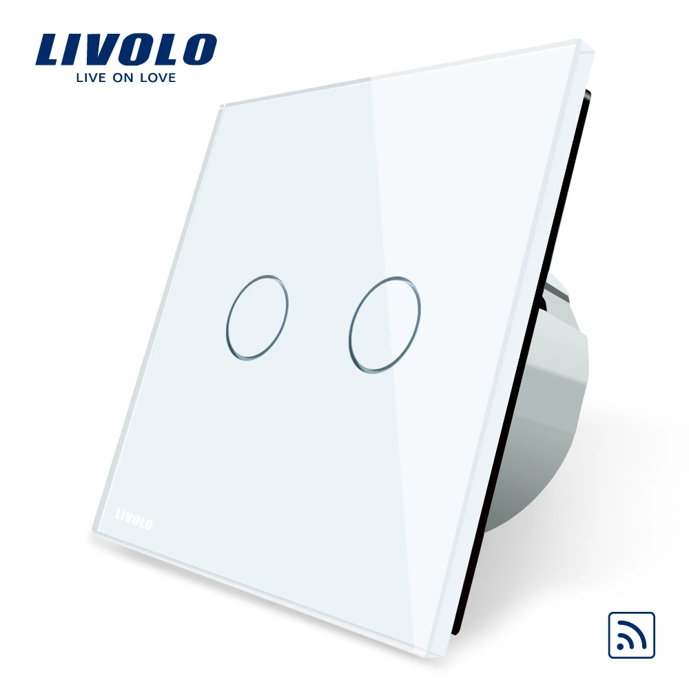 Livolo EU Standard Remote Switch Crystal Glass Panel EU Standard Wall Light Remote Touch Switch LED