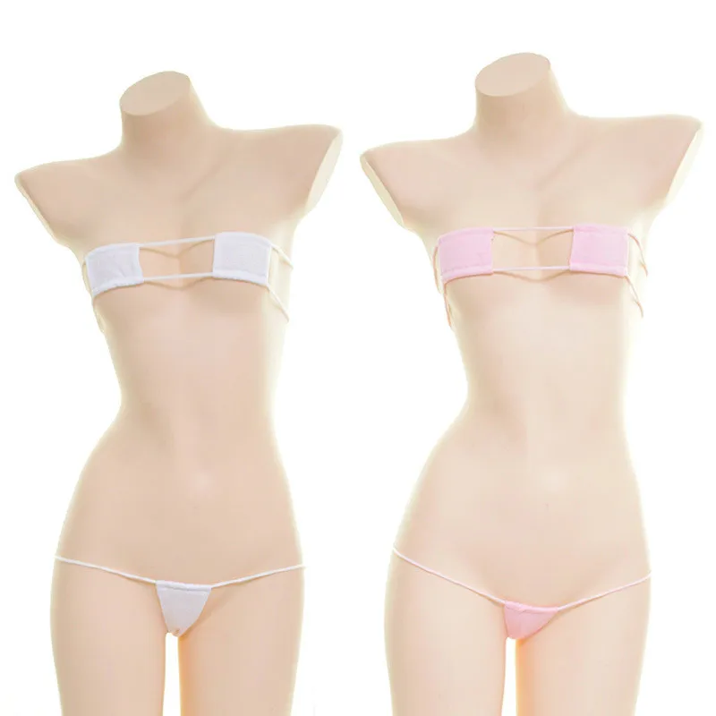 Нижнее белье Мини бикини открытый бюстгальтер каваи Babydoll микро квадратная