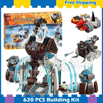 

620pcs Ice Mammoth's freeze Stronghold Tusk Flipper Vehicle Roller 10356 Model Building Blocks Gifts sets Compatible with Lago