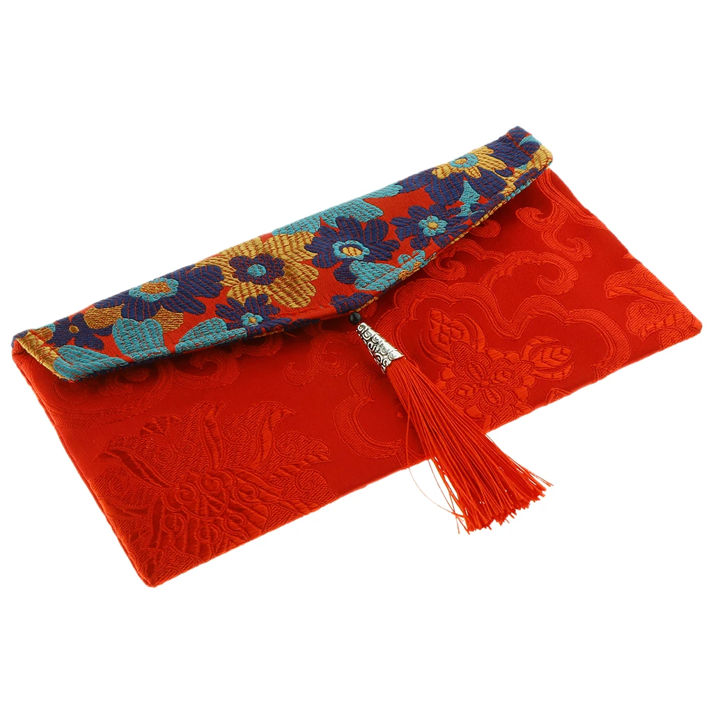 Chinese Knot Coin Traditional Wedding New Year Red Money Envelope Bag Tassel Cloth Embroidery Packet Gift Party Favor Purse